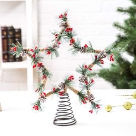 Christmas Tree Topper Ornament Supplies Metal Star Treetop for Home Festive Party Holiday Decorations