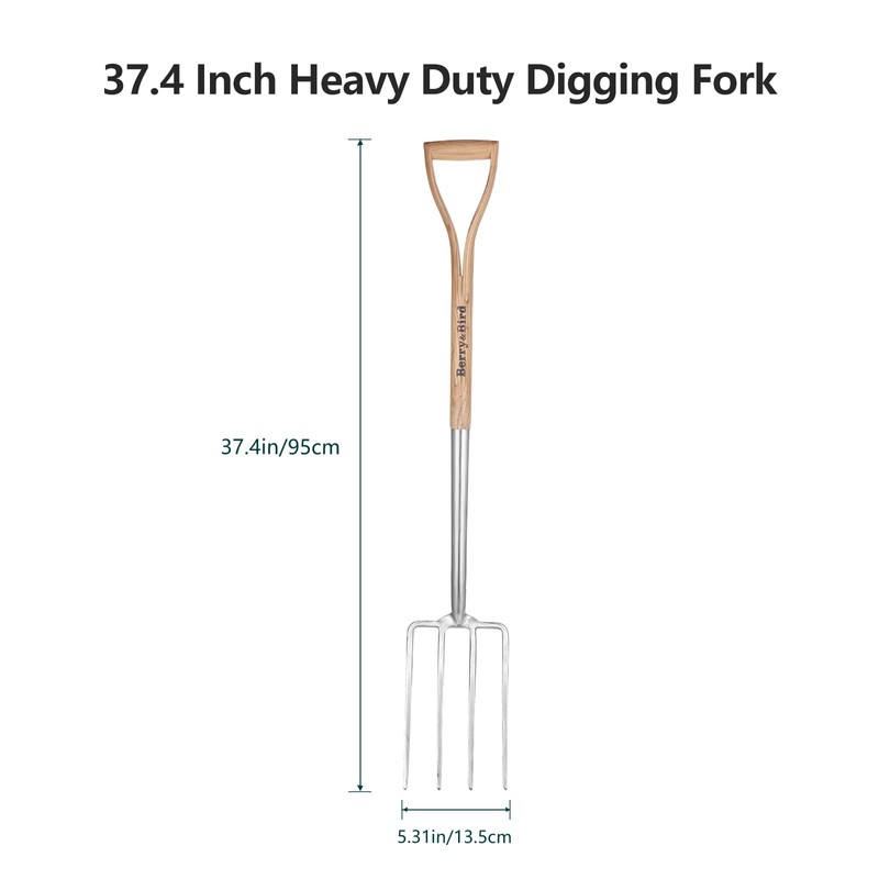 Berry&Bird Garden Digging Fork, 37.4" Stainless Steel Garden Spading Fork