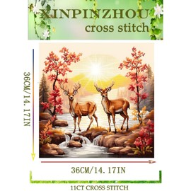 Xinpinzhou Cross Stitch Set Pre-Printed Deer, Embroidery Templates Embroidery Pictures Pre-Printed Cross Stitch Embroidery Kits Embroidery Kit Cross Stitch Embroidery Kit Animal Embroidery Set