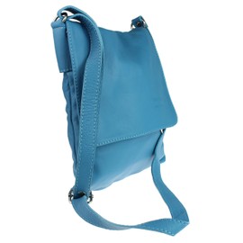 Girly Handbags Womens Genuine Soft Leather Italian Cross Body Messenger Bag Vera Plelle Shoulder Bag Flap Zipper - Light Blue