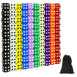 SUNMON 100 Pcs Multi-Color Dice Set – 10 Assorted Color with 10 Pcs Each, 16mm D6 Standard Dice with Extra Carrying Bag, Perfect for Board & Dice Games: Tenzi, Yahtzee and Other Casino Games