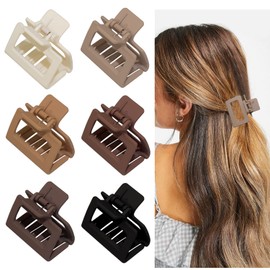 cobinaan Medium Claw Hair Clips for Women Girls, 2" Matte Rectangle Small Hair Claw Clips for Thin/Medium Thick Hair, Hair Jaw Clips Nonslip Clips (Warm color)