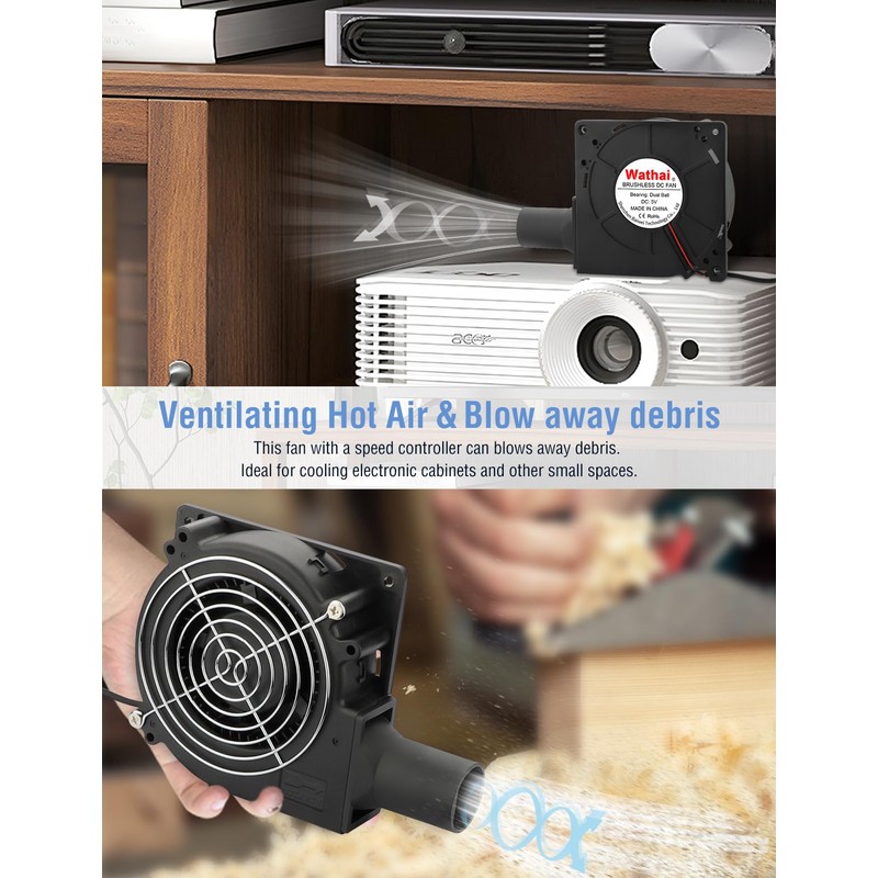 Wathai USB Cooling BBQ Blower Fan 120mm x 32mm DC