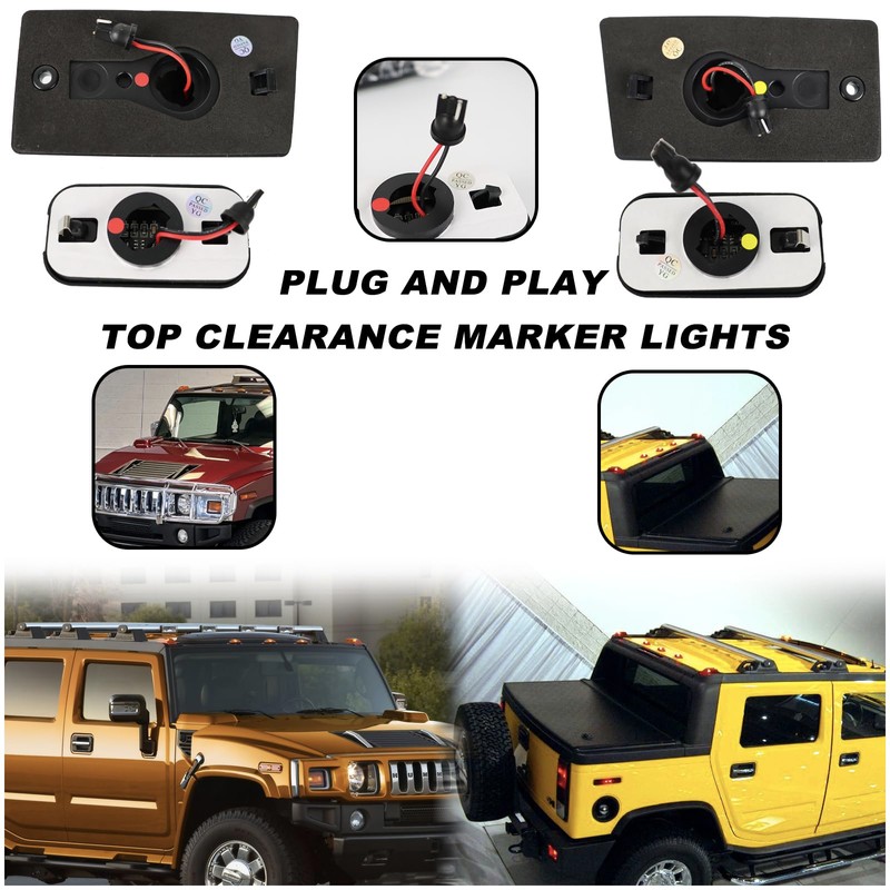 KEEGTBOX Smoke LED Cab Roof Light Kit Compatible with Hummer