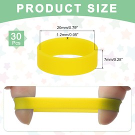 MECCANIXITY 30Pcs Silicone Rubber Bands Non-slip 1.22 Inch Flat Elastic Rubber Wrapping Bands for Books, Traps, Art, Cord Wraps, Yellow
