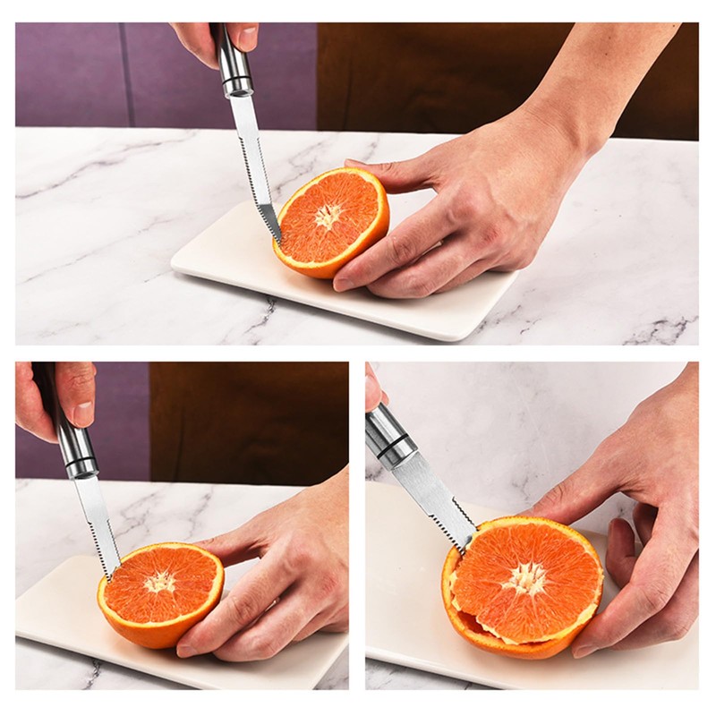 One Piece Stainless Steel Citrus Peeler, Rust Proof Curved Serrated