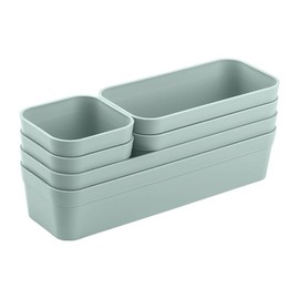 1 x Drawer Organiser Set, 6 Pieces, Pastel Green, Universal Adjustable, Storage Box, One Piece, Separation System, Utensils, Storage, Living Room, Bathroom, Plastic, BPA Free