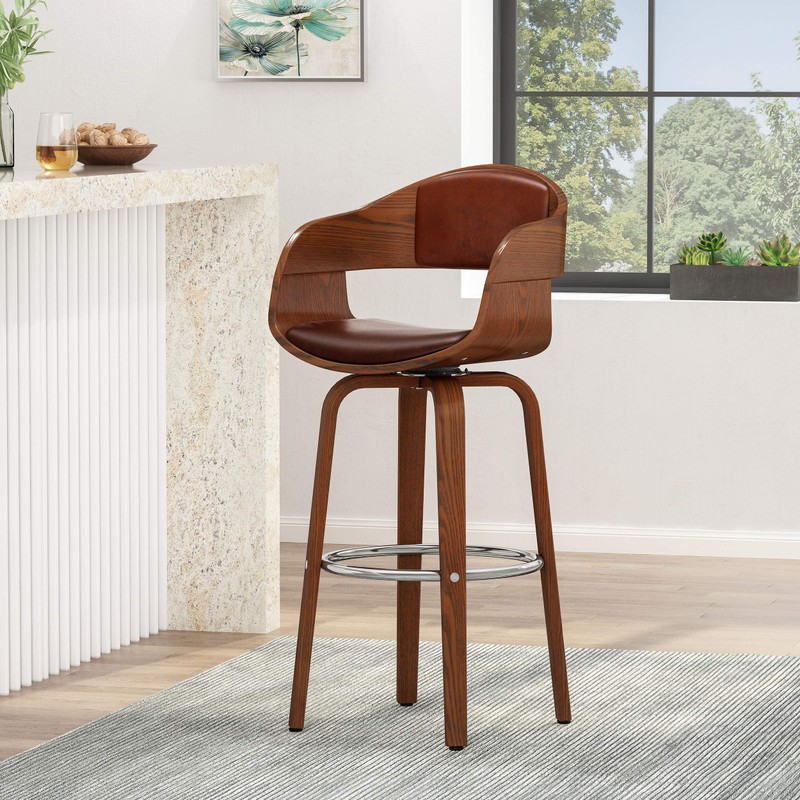 Christopher Knight Home Clyo Barstool, Cognac Brown + Chrome +
