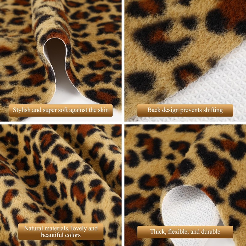 Dunzy 4 Pcs Mini Leopard Print Rug Cheetah Table Placemat,