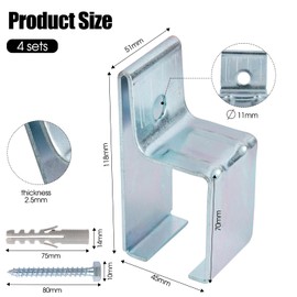 Box Rail Hanger Bracket, Heavy Duty Exterior Barn Door Support Brackets for Box Track, Galvanized Steel Use to Mount for a Barn Door,Exterior Barn Door Hardware Kit,4 Pack with Screws and Bolts