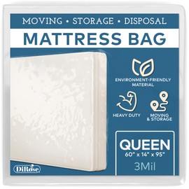 Mattress Storage Bag - Thick Plastic - Moving Cover, Transport, Disposal and Protector - Heavy Duty Reusable Clear Waterproof Mattress Protector Encasement by DiRose (1, Queen)