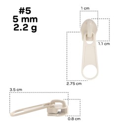 10pcs #5 Metal Zipper Slider Pulls for Coil Teeth - Beige