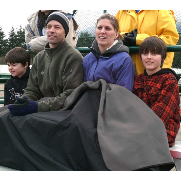 Extreme Weather Outdoor Blanket by Mambe - Charcoal, Large - 100% Waterproof and Windproof - Machine Washable Fleece and Nylon Throw for Activities Like Picnics, Camping, and Beach