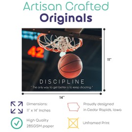 Discipline Basketball Dunk Boy Aesthetic Legends Teen Players College League Ball Court Inspirational Motivational Quotes Posters Print Home Gym Classroom Bedroom Decor 11x14 Inches Unframed