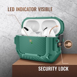 MOBOSI for AirPod Pro Case with Cleaner Kit, Compatible with Airpods Pro 2 Case Cover 1st/2nd Generation with Lock & Keychain, Full Body Shockproof Protective Case (2023/2022/2019), Light Green