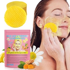 Premium Turmeric and Kojic Acid Pads for Clear Skin, 40pcs Vitamin C and B5 Infused Turmeric Kojic Acid Cleansing Pads, Face Pads for Radiant Skin