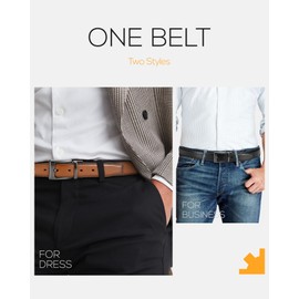 CHAOREN Mens Belts Leather Reversible - One Belt, Two Styles for Dress and Casual Wear