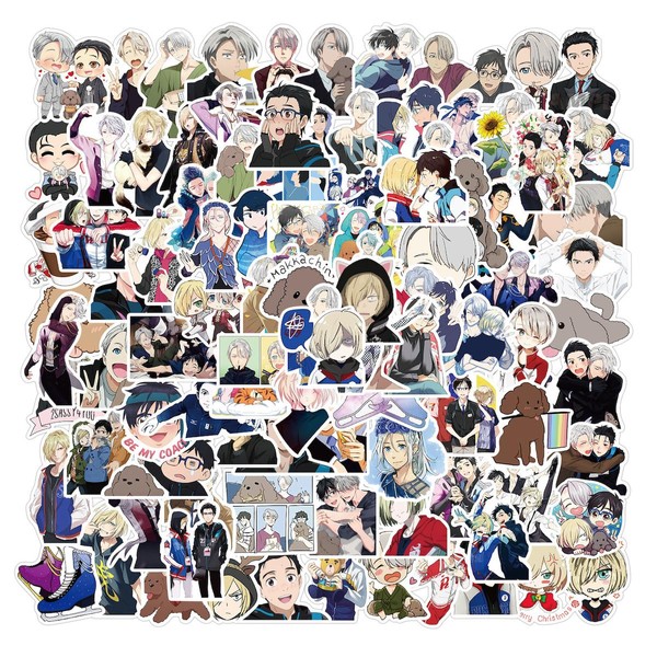 Yuri On Ice Anime Stickers, Cartoon Stickers, Stickers for Water Bottle, Laptop, Travel Suitcase, Car, Skateboard, Motorcycle, Vinyl, Waterproof Sticker Pack for Teens, Kids, Adults