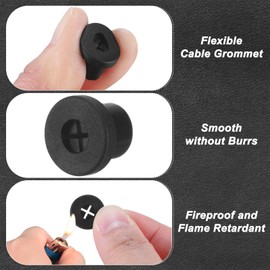M METERXITY 12-Pack Rubber Grommets for Wiring 10mm Desk Grommet Double-Sided Flexible Cable Cord Grommet Desk Hole Cover for Cables/Wires Through Protection Cable Grommet [Black]