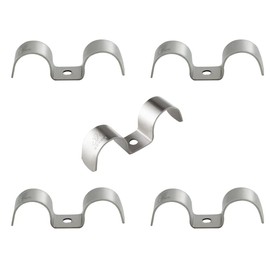 Stainless Steel Double Line Clamp, JruiZhp 5Pcs Silvery Double Fuel Line Hose Clamps Hose Clips, for Brake, Fuel Lines and Tubes, With Mounting Screws