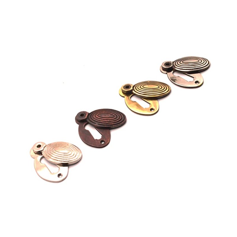 Oval Shaped Beehive/Reeded Door Lock Keyhole Escutcheons in Various Finishes