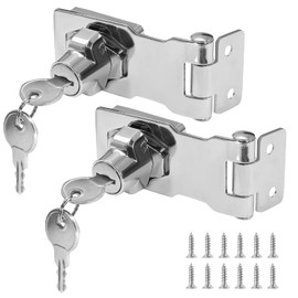 Kyuionty 2Pcs Keyed Hasp Locks 3 Inch Twist Knob Keyed Locking Hasp, Metal Safety Hasp Latches Keyed Different for Small Doors, Cabinets (Sliver)