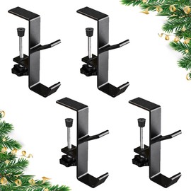 Wdaxze 2 in 1 Garland Stocking Hangers, No Drill Garland Fireplace Stocking Hanger, Adjustable Heavy Duty Garland Hanger and Stocking Mantel Holders with 2 Hooks for Home Christmas Decoration (Black)