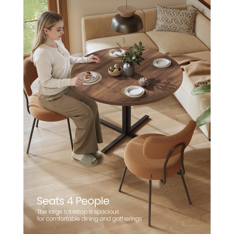 VASAGLE Dining Table, Small Round Kitchen Table for 4 People,