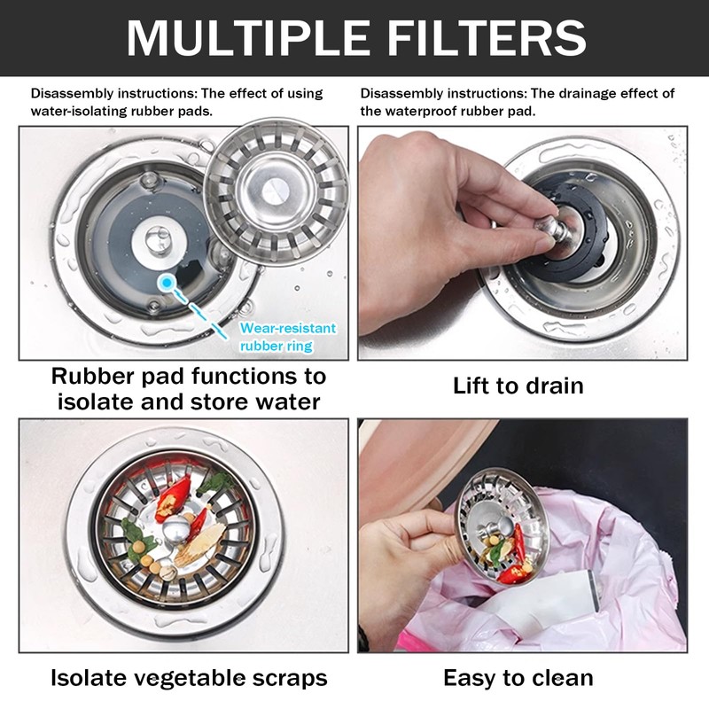 JSTHHTT 2 Pack Kitchen Sink Plug Strainer, Kitchen Sink Strainer
