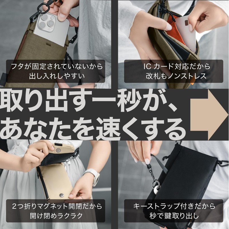 MagEasy Smartphone Compatible Shoulder Bag, Sacoche with Removable Strap, Mini