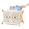 Mkono Macrame Magazine Rack Boho Storage Holder Standing Basket for