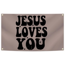 Jesus Loves You Flag 3x5 Feet Christian Flag Christian Jesus Worship Flags for Room Indoor Outdoor Bedroom and College Dorm Wall Decor