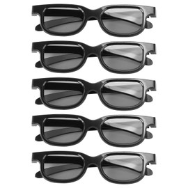 SUPVOX 5 Pcs 3D Glasses: Circular Polarized Non-Flashing Passive 3D Glasses - Frosting Plastic Polishing Black Frame, Ultra-Light - No Nose Pressure Viewing Glasses for Home and Cinema