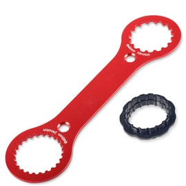 Mtxorvix Bicycle Double-Ended Bottom Bracket BB Spanner, Bottom Bracket Wrench, Red Multifunctional BB Axis Wrench 16 24 Notch DUB/TL-FC32 Mountain Bike Repair Tool with TL-FC25 TL-FC24 Adapter Tool