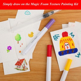 UYPGOIN Magic Puffy Paint, Drawing Canvas Sponge Set, DIY Bubble Pens Kit with Puffy Popcorn Texture, Foam Texture Painting Kit （12 Colors）