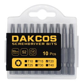 DAKCOS T20 Bit Long, Torx Bit T20, Bit Assortment from S2 (Length: 50 mm, Pack of 10)