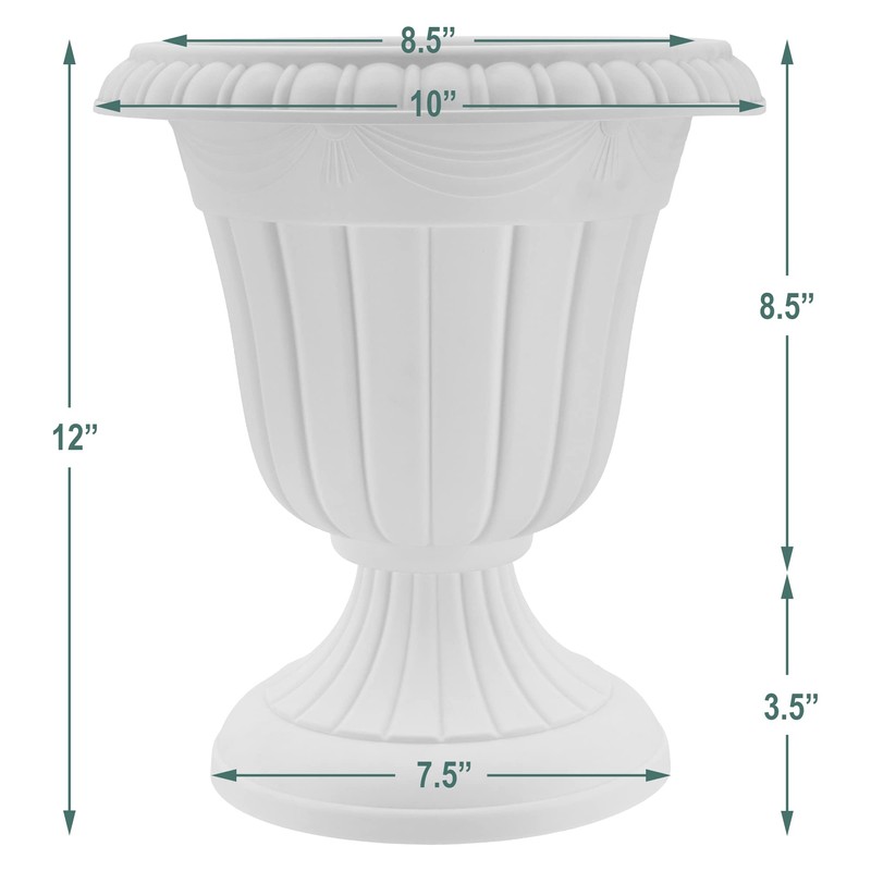 PL20BK Classic Traditional Plastic Urn Planter Indoor/Outdoor, 10" x 12",