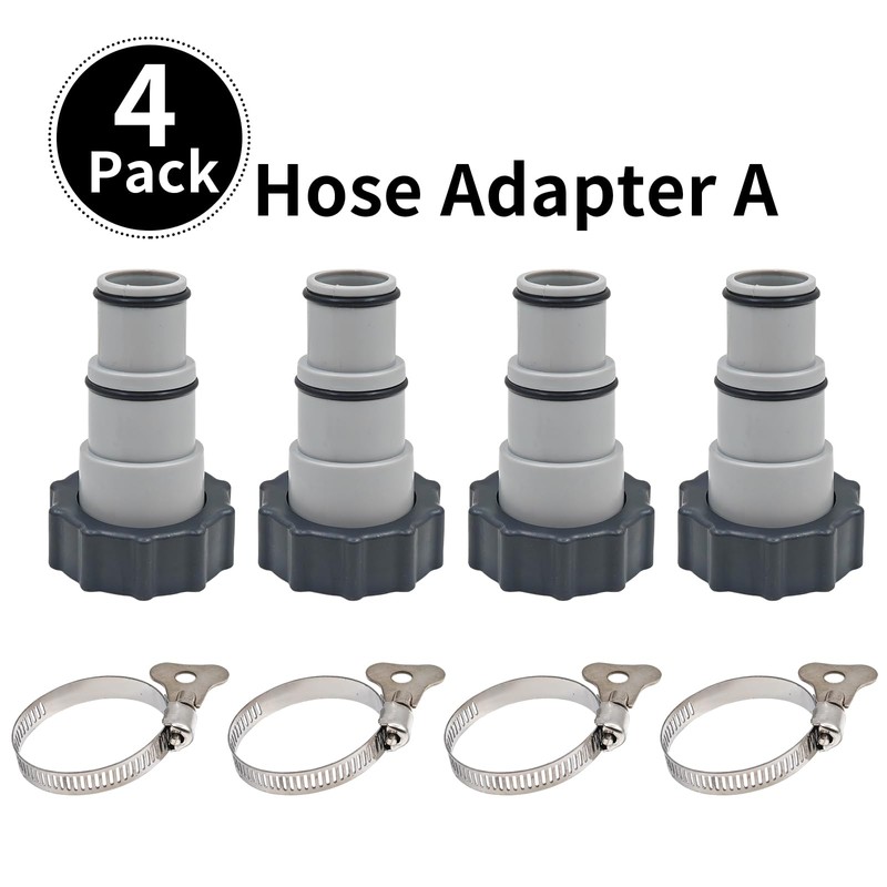 HongFuFu 4 Pack Pool Hose Adapter with 4 PCS Clamps,