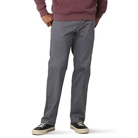 Lee Men's Extreme Motion Flat Front Regular Straight Pant Painter Gray 36W x 34L