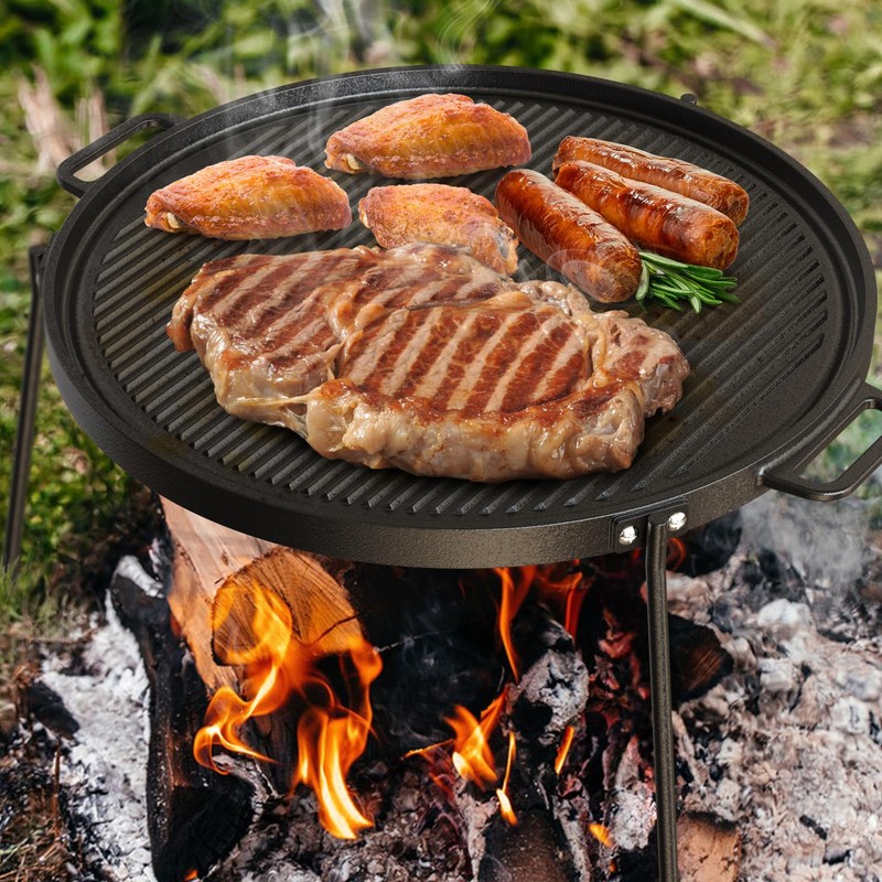 Onlyfire 18" Campfire Grill Griddle, Double Sided Reversible Portable Campfire
