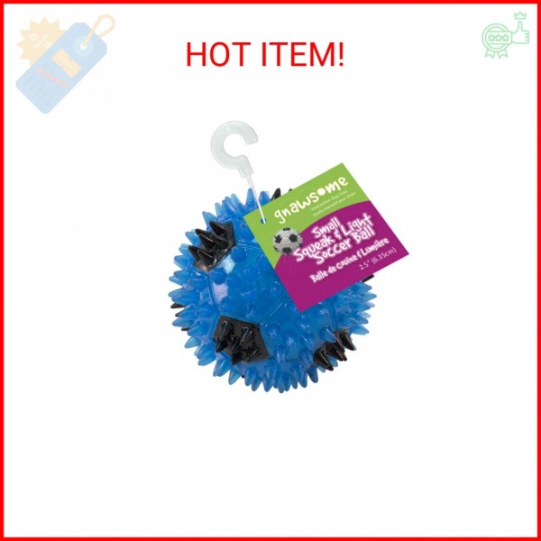 Gnawsome 2.5” Squeak & Light Soccer Ball Dog Toy -