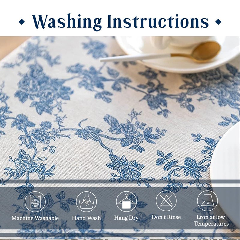 Aeici Cotton Tablecloth 140 x180 Linen Tablecloths Rectangular Farmhouse Table