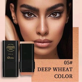 5-color Dual - Ended Eraser Foundation Stick -Multi - Use Concealer & Highlighter for Acne Marks , Nose Contour Flawless Makeup Finish - Versatile Cosmetic Tool , daily gift:_05#DEEP WHEAT COLOR
