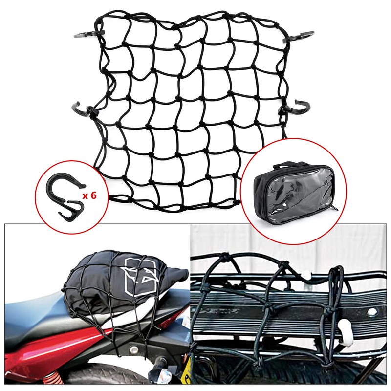 15"x15" Universal Truck Bed Net Black Latex Bungee Cargo Net