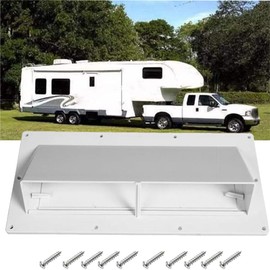 1Pcs RV Exhaust Vent Cover, RV Range Hood Vent,RV Range Hood Cover,Sidewall Vent w/locking Flap Stove Bathroom Vent Cover Outside Damper for Motorhome Trailer Camper and 10 Pcs Screws (White)