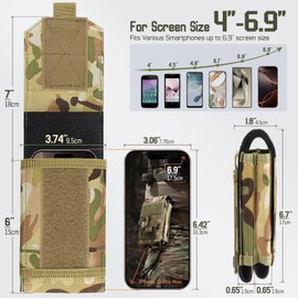 Molle Phone Pouch Tactical Holster Universal Dual Cell Phone Holder Utility EDC Pouch with US Flag Patch