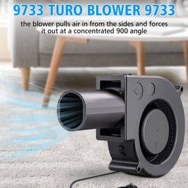 Editbar 12 V Grill Fan Air Blower, 220 V Blower Fan, Adjustable Fan Equipped with Air Outlet, Turbine Blower for BBQ Inflatable Fireplace Cooling Ventilation, for Camping Picnic