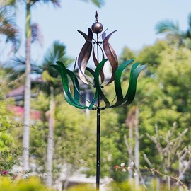 DREAMSOUL 90.5" Large Wind Spinners Outdoor, 360° Rotating Wind Spinner with Stake Kinetic Double-Layer Windmill for Yard Decor