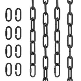garini 6 Feet Industrial Black Light Fixture Chain, Adjustable Metal Pendant Chandelier Chain Extension with Detachable Link, 4 Pack