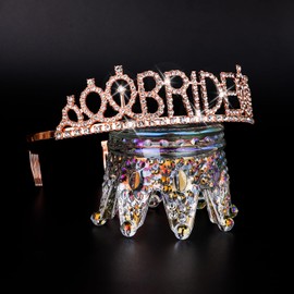 BAHABY Bachelorette Party Decorations, Wedding Tiaras for Bride, Rose Gold Tiara, Bridal Shower Decorations, Bachelorette Party Favors, Bachelorette Gifts for Bride